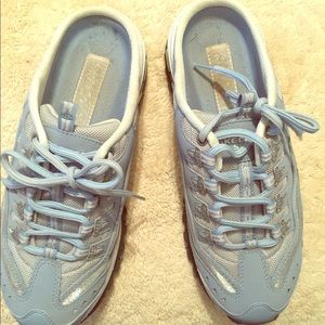 Blue & silver Sketchers backless slip-ones